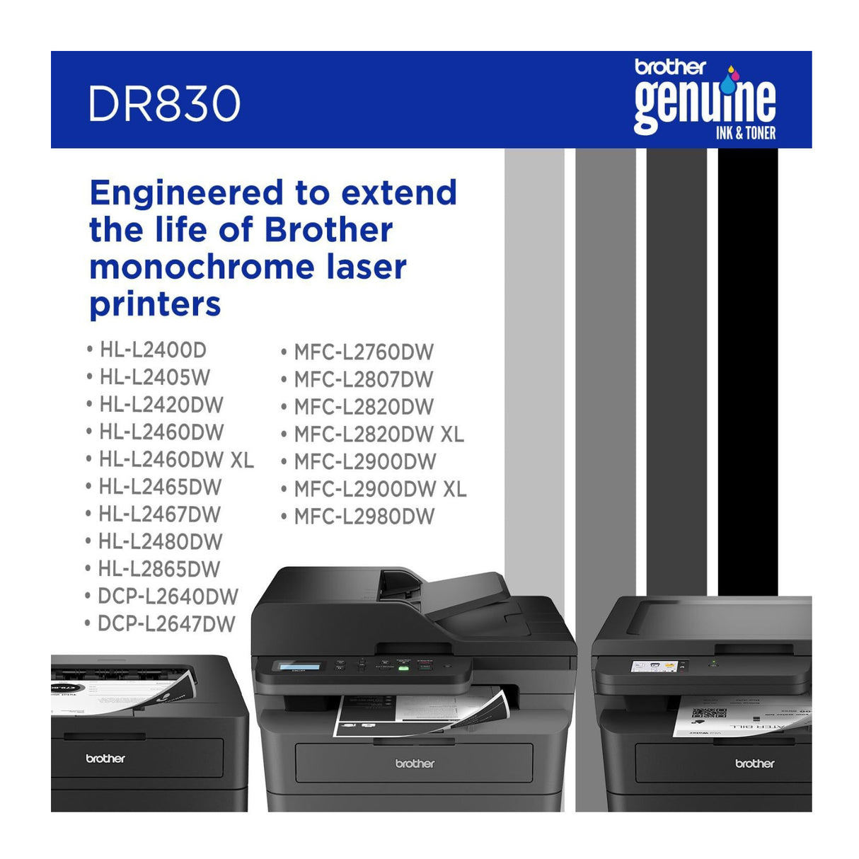 Brother Genuine DR830 Drum Unit - Up to 15,000-Page Yield, Works with TN830 Series Toner Cartridges