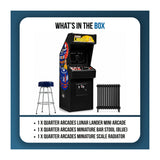 Quarter Arcades Lunar Lander Replica Mini Arcade Machine Bundle with Bar Stool and Radiator