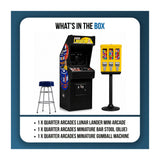 Quarter Arcades Lunar Lander Replica Mini Arcade Machine Bundle with Bar Stool and Gumball Machine