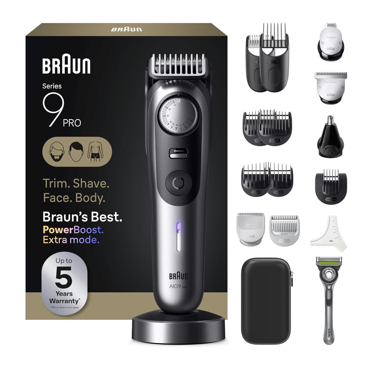 Braun Series 9 PRO AIO9570 All in One Trimmer 13 in 1 Cordless Grooming System