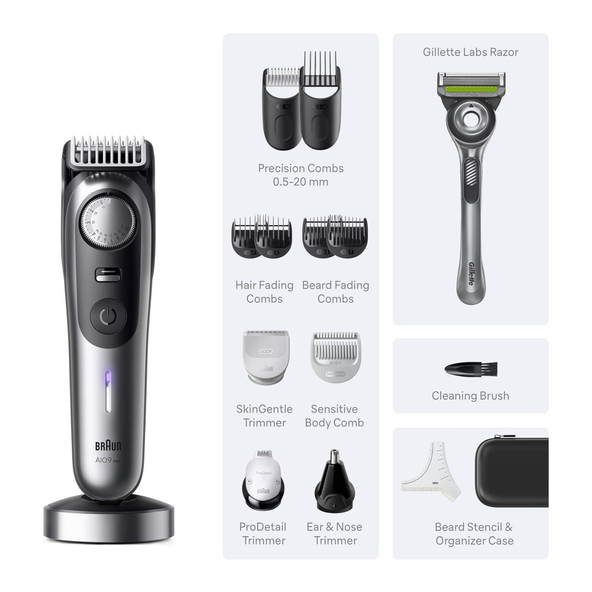 Braun Series 9 PRO AIO9570 All in One Trimmer 13 in 1 Cordless Grooming System