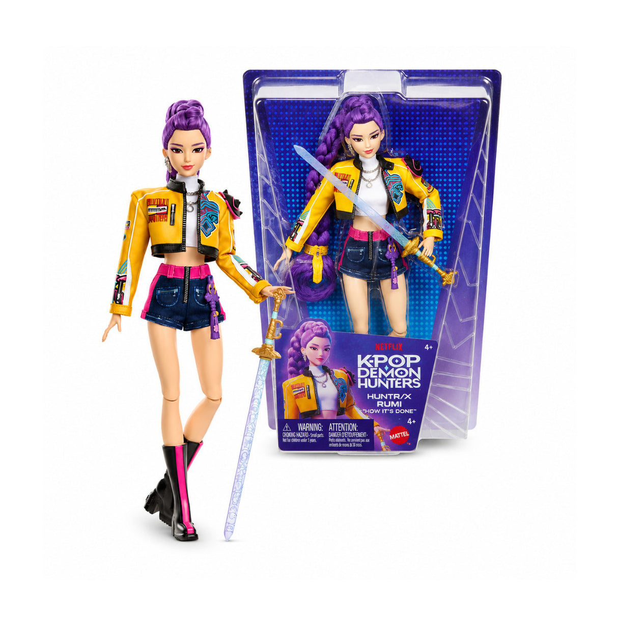 Mattel KPop Demon Hunters HUNTR/X Fashion Dolls (Rumi, Zoey, Mira) and Jinu from Saja Boys