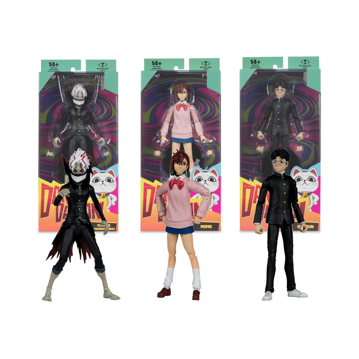 Dandadan 7-inch Action Figure Bundle with Okarun School Uniform, Okarun Transformed, and Momo Ayase