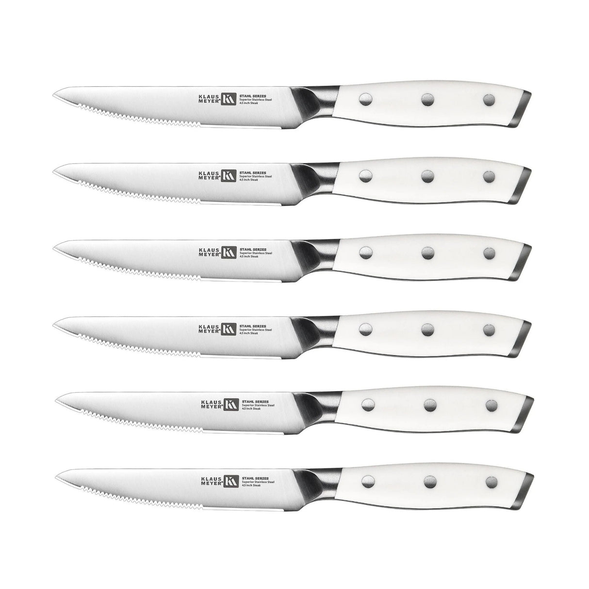 Klaus Meyer Stahl 6 Piece Steak Knives Set (White)