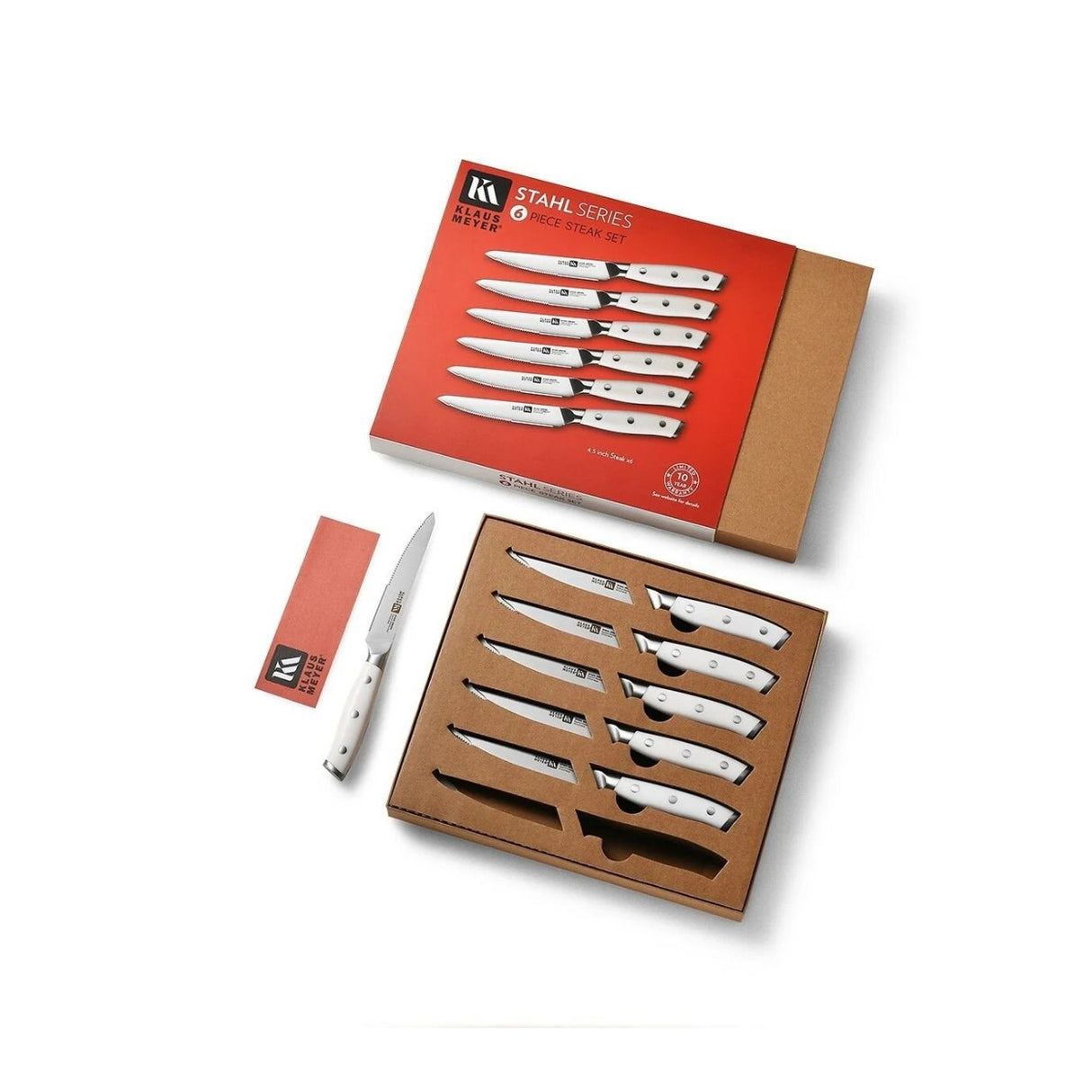 Klaus Meyer Stahl 6 Piece Steak Knives Set (White)