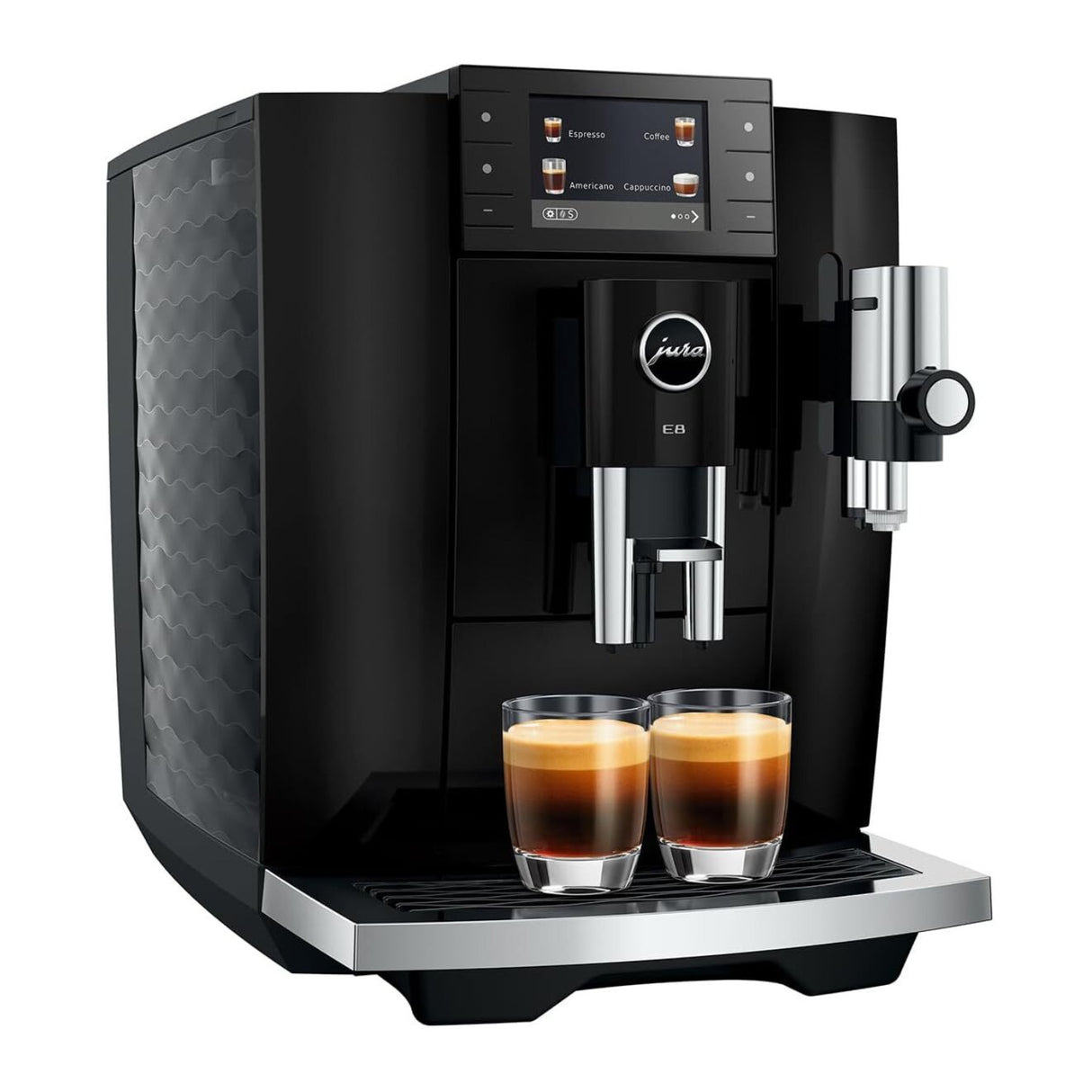 JURA E8 Automatic Coffee Machine with 27 Beverage Specialties (Piano Black)