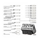 Klaus Meyer Stahl 19 Piece German Steel Kitchen Knife Block Set (White)