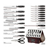Klaus Meyer Stahl 19 Piece German Steel Kitchen Knife Block Set (Black)