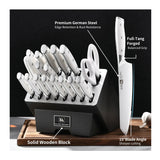 Klaus Meyer Stahl 19 Piece German Steel Kitchen Knife Block Set (White)