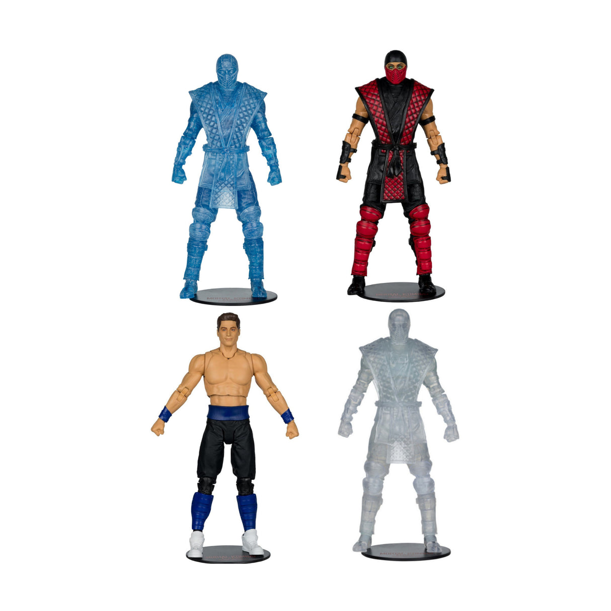 Mortal Kombat Figures Bundle with Johnny Cage, Ermac, Ice Clone Sub-Zero, and Invisible Reptile