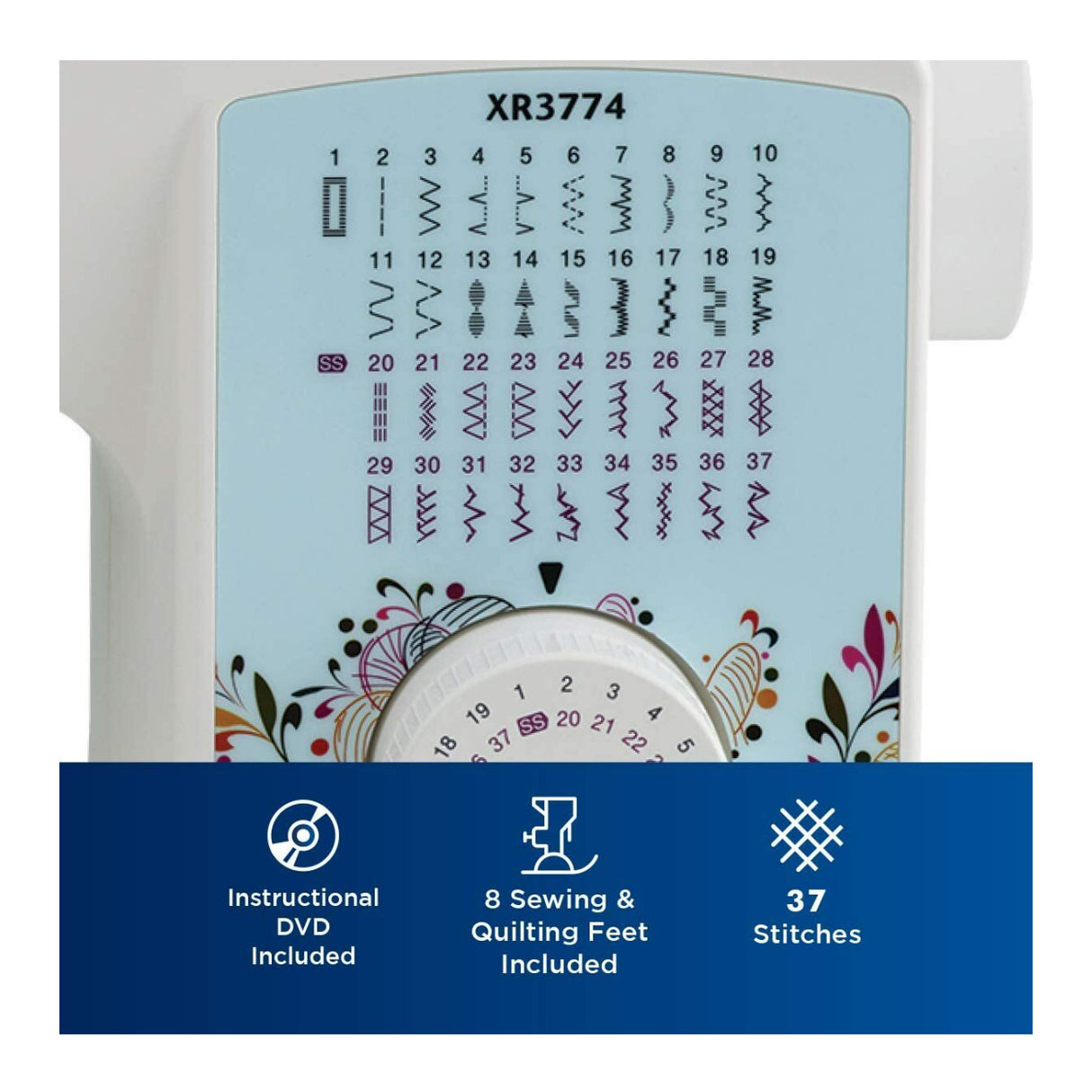 Brother XR3774 Wide Table Sewing and Quilting Machine Bundle with 32-Spools Polyester Thread Kit