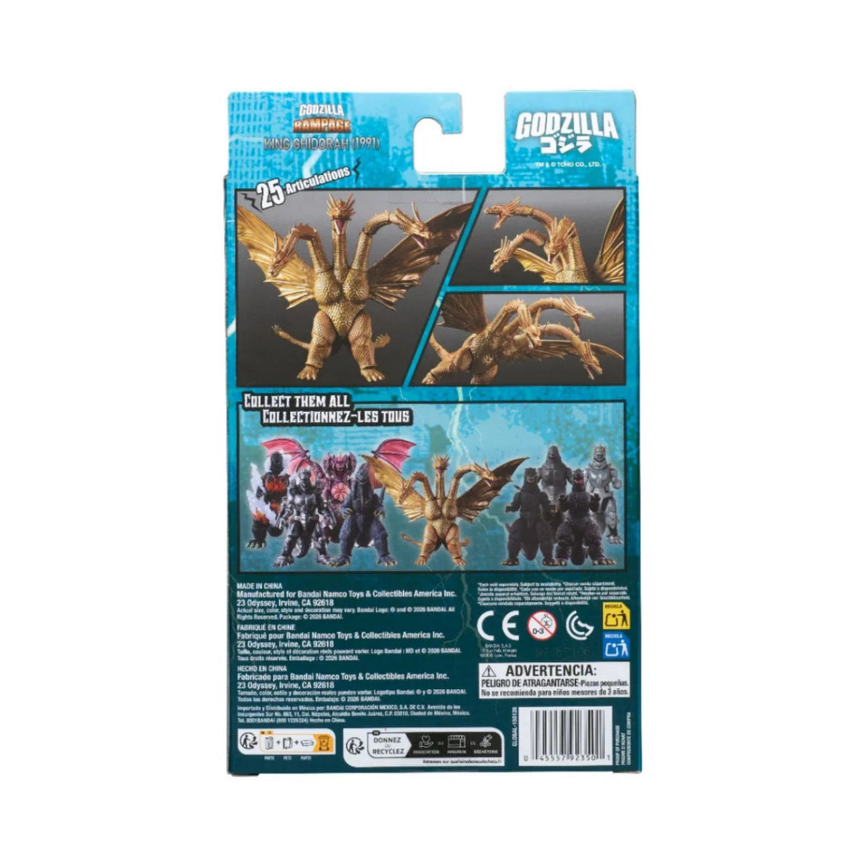 Bandai King Ghidorah 1991 6-inch Action Figure with 25 Articulation Points and PVC Construction