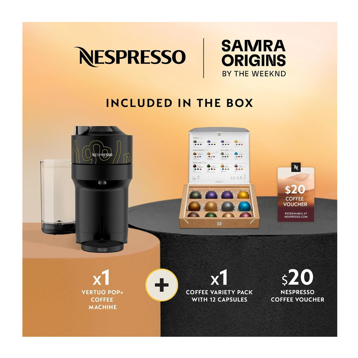 Nespresso Vertuo Pop+ Samra Origins Coffee and Espresso Maker (Buna Yellow)