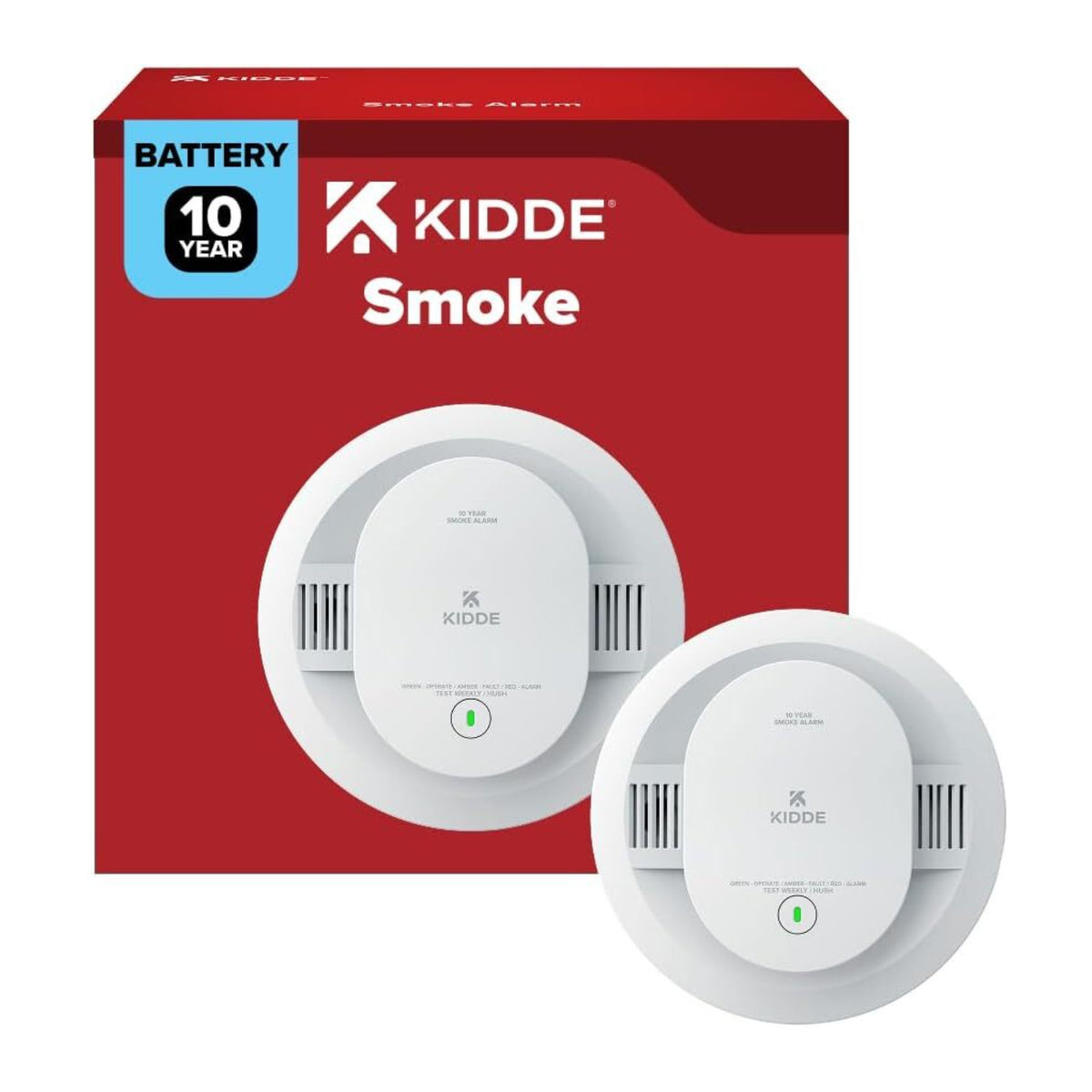 Kidde 20SD10 Photoelectric Smoke Alarm, 10 Year Battery, 85 dB Alert (1 Pack)