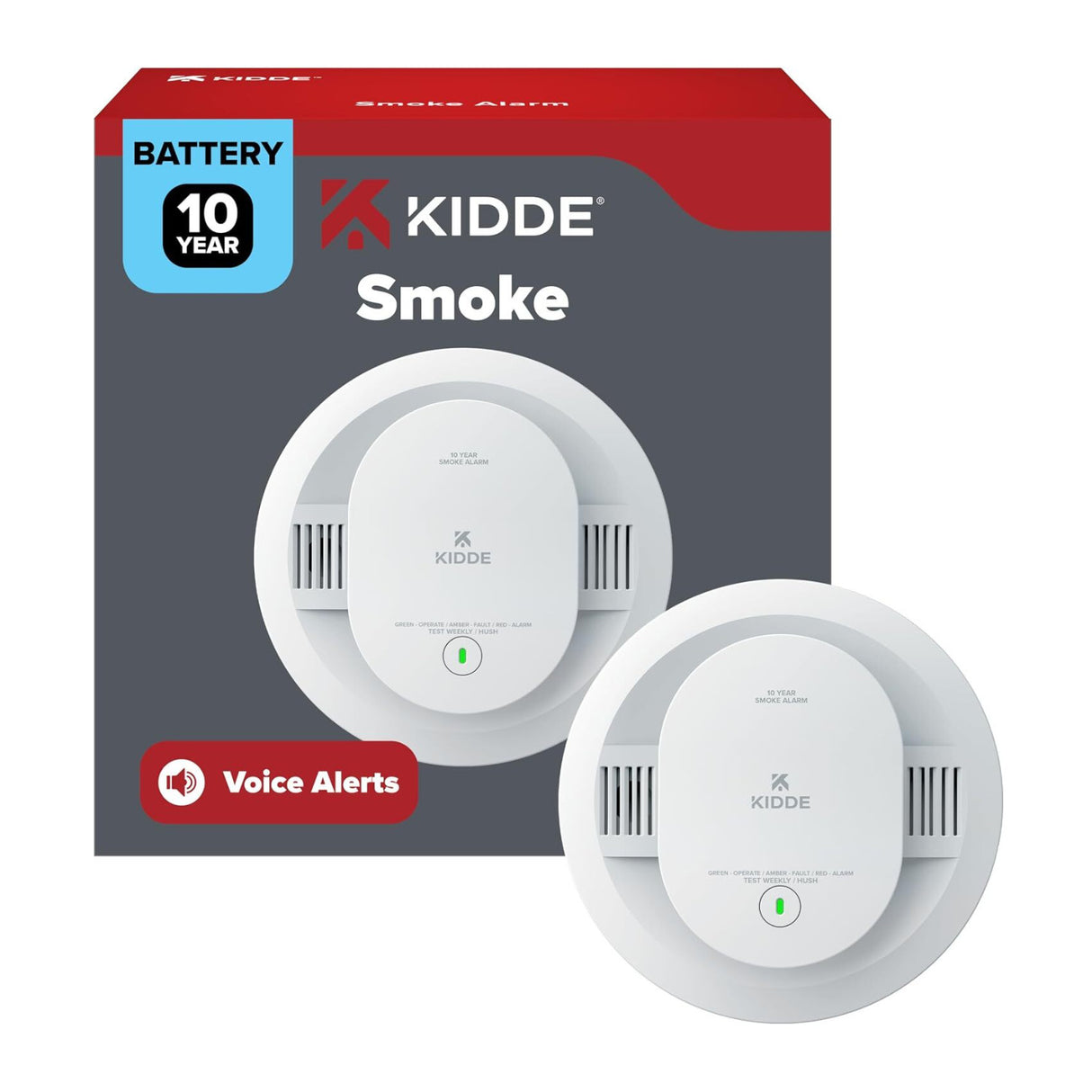 Kidde 20SD10-V Smoke Detector, Sealed 10 Year Battery, Voice Alerts (1 Pack)
