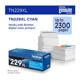 Brother TN229XLC High Yield Toner Cartridge for Select Color Printers (Cyan)