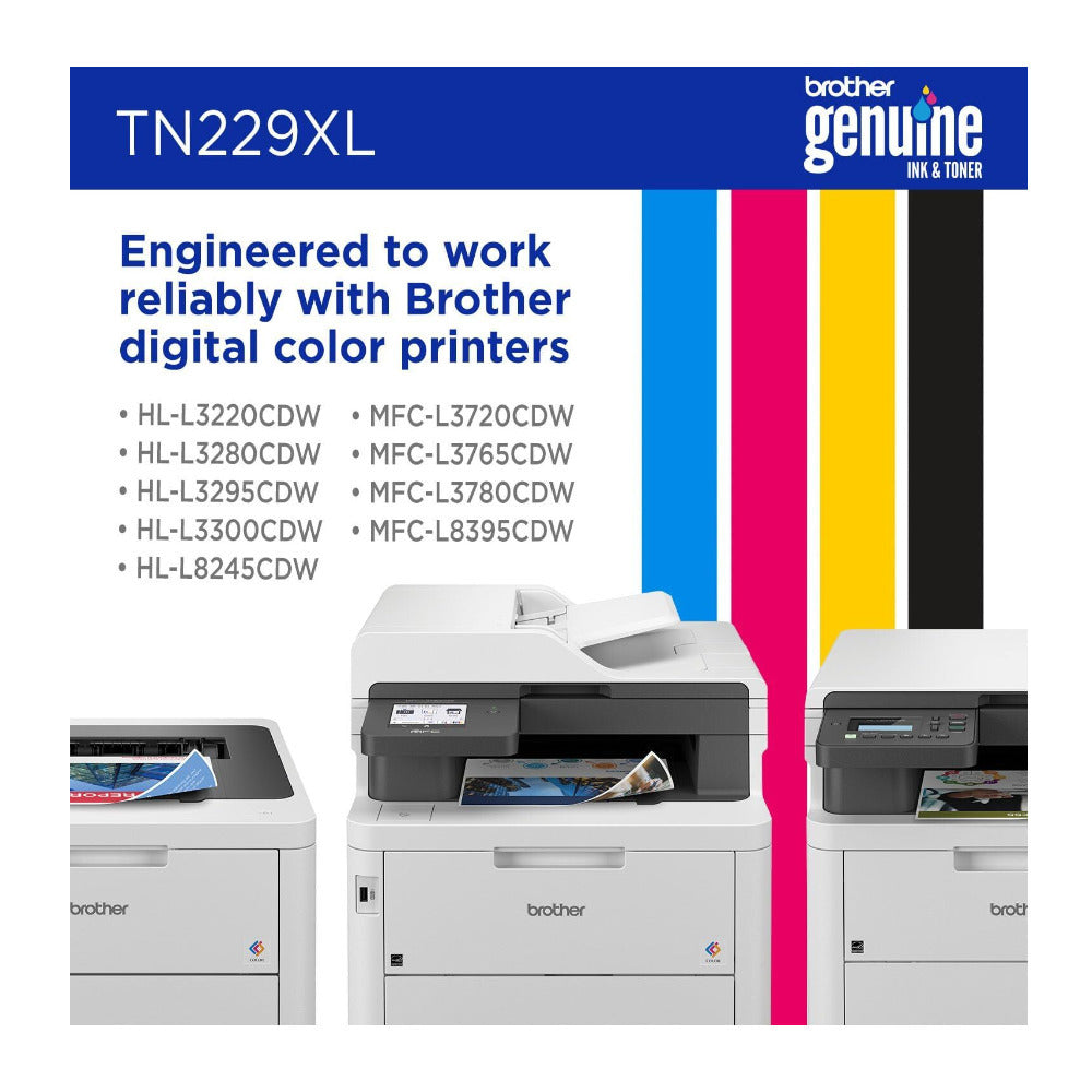 Brother TN229XLC High Yield Toner Cartridge for Select Color Printers (Cyan)