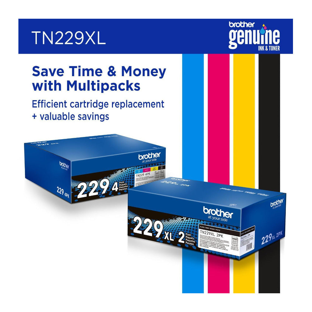 Brother TN229XLC High Yield Toner Cartridge for Select Color Printers (Cyan)