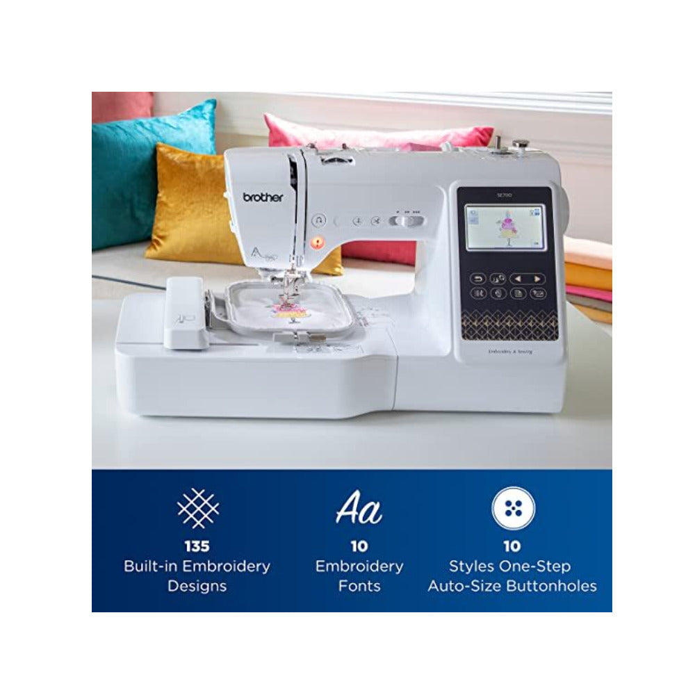 Brother SE700 Elite LCD Touchscreen Sewing and Embroidery Machine Bundle with Needles and Thread - 6