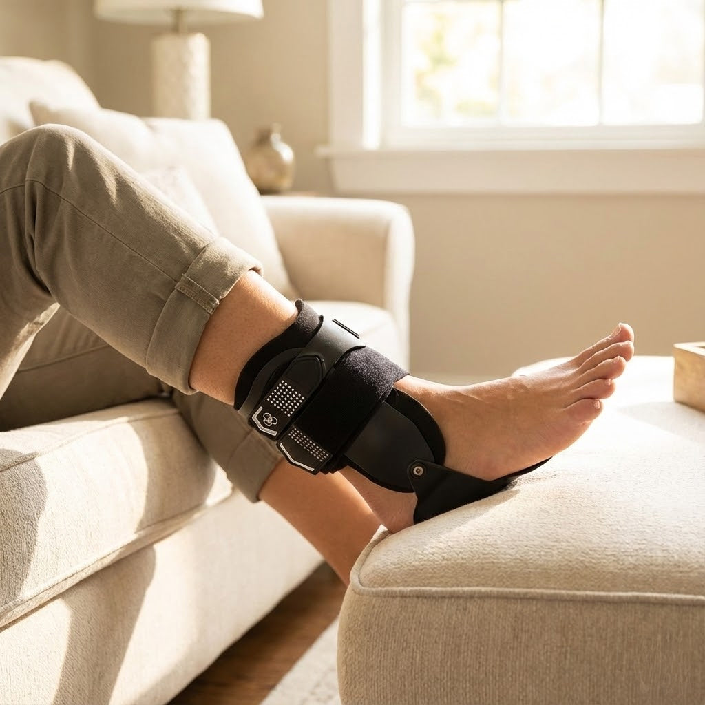 DonJoy Performance Bionic Stirrup Ankle Brace, Maximum Support for Sprains (Black/Medium/Right)