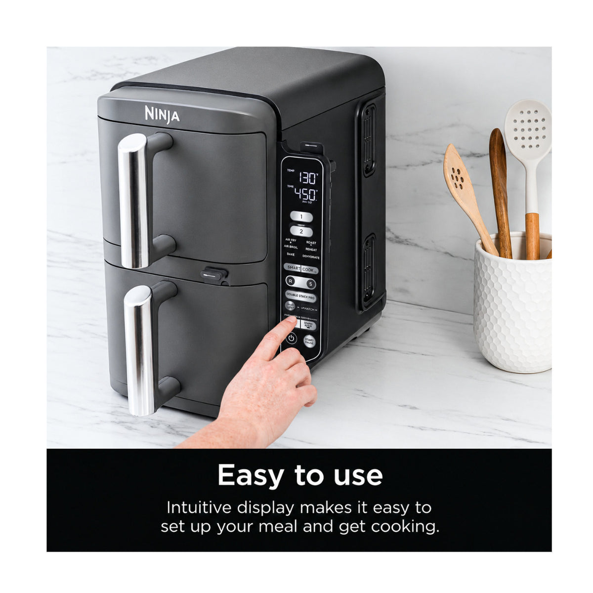 Ninja DoubleStack XL Smart 10 Qt Air Fryer with Integrated Foodi Smart Thermometer (Deep Gray)