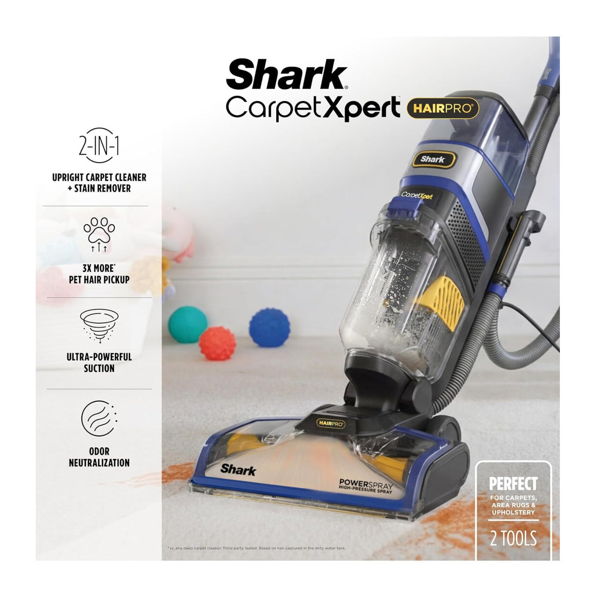 Shark EX251BRN CarpetXpert HairPro Carpet and Built-in Stain Cleaner with Tools and Cleaning Formula