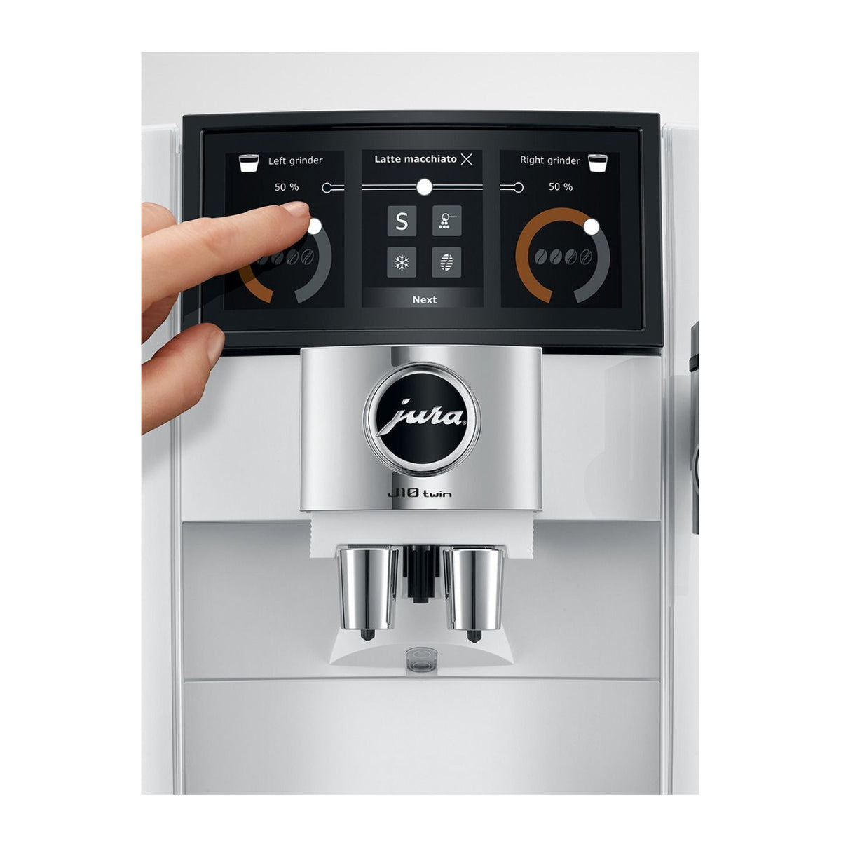 Jura J10 Twin Automatic Espresso and Coffee Machine with Dual Grinders (Diamond White)