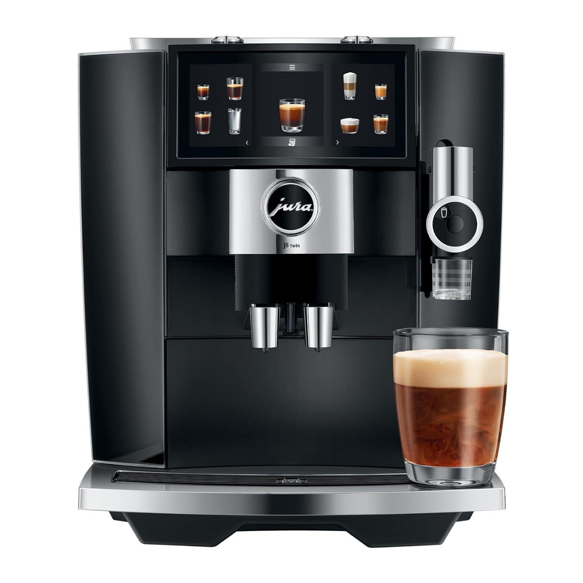 Jura J8 Twin Automatic Espresso and Coffee Machine with Dual Grinders (Diamond Black)