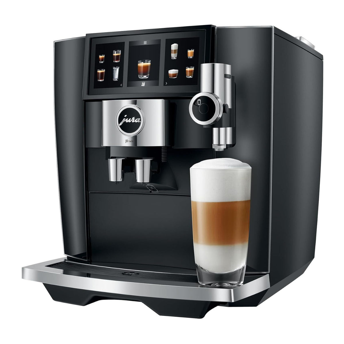 Jura J8 Twin Automatic Espresso and Coffee Machine with Dual Grinders (Diamond Black)