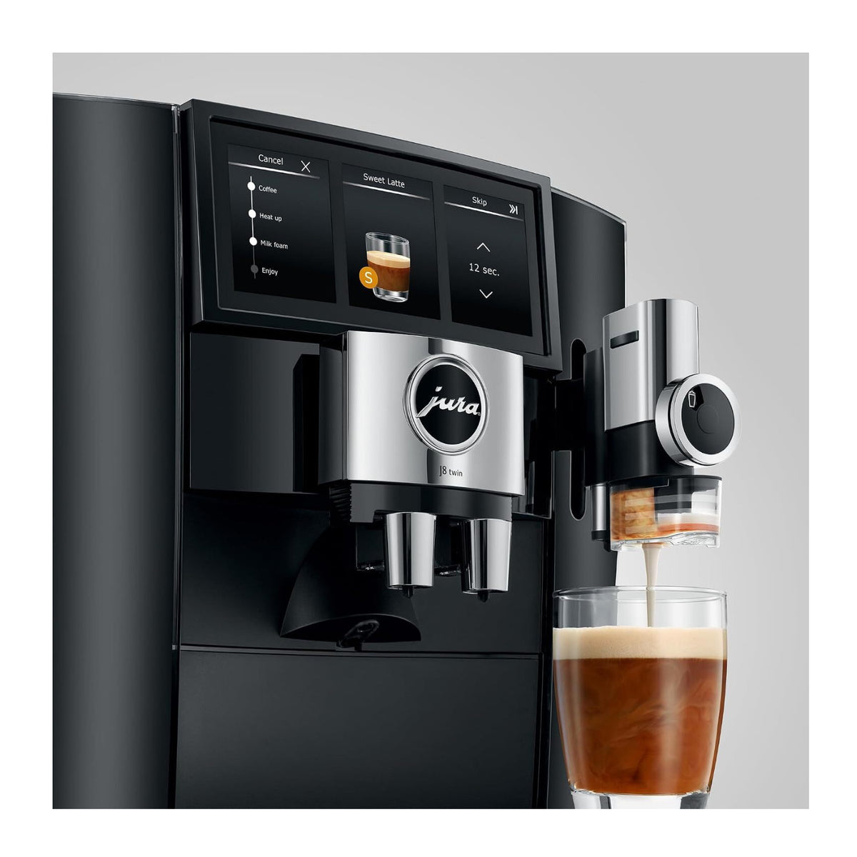 Jura J8 Twin Automatic Espresso and Coffee Machine with Dual Grinders (Diamond Black)