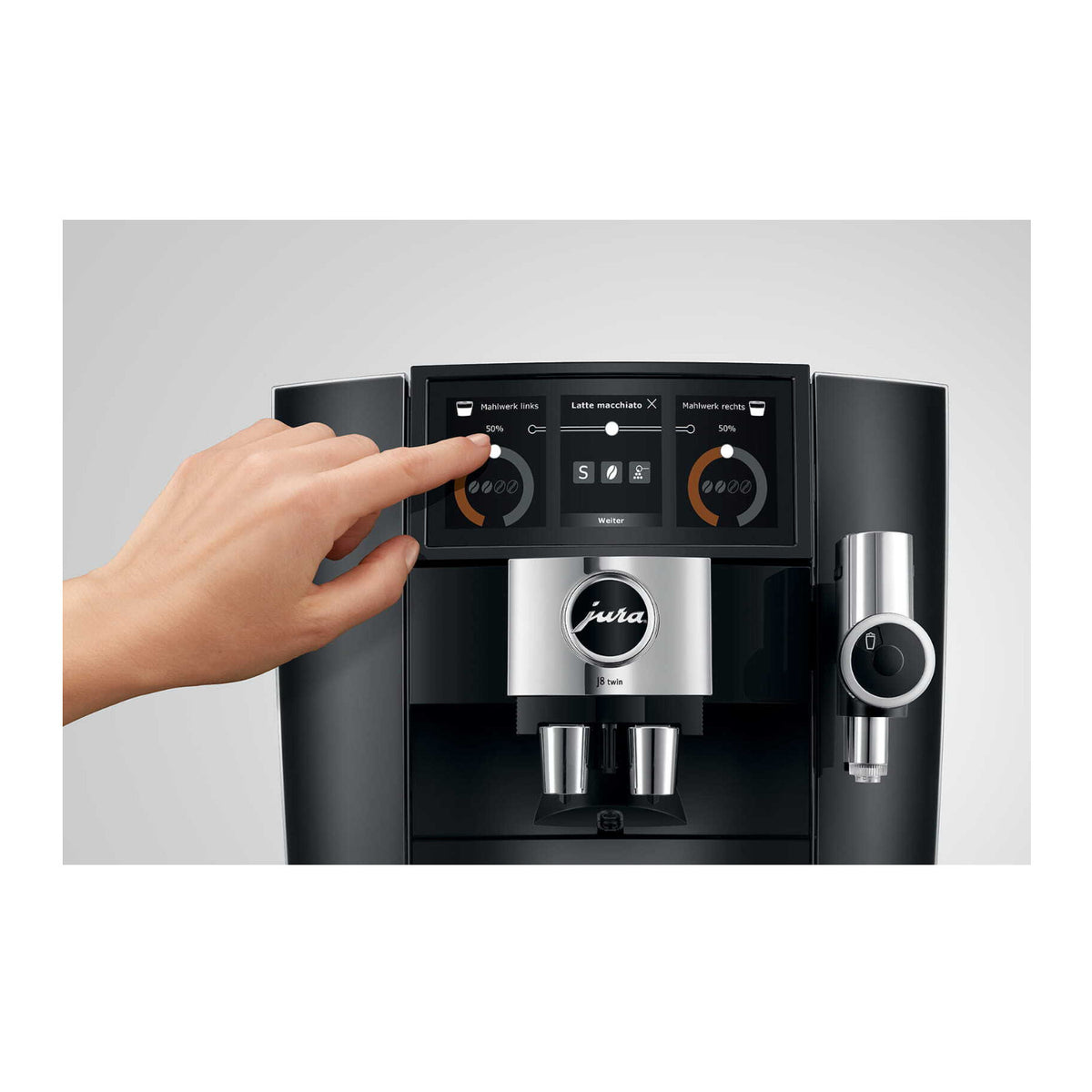 Jura J8 Twin Automatic Espresso and Coffee Machine with Dual Grinders (Diamond Black)