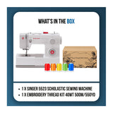 Singer 5523 Scholastic Heavy-Duty Sewing Machine Bundle with 150-Color Embroidery Thread Kit