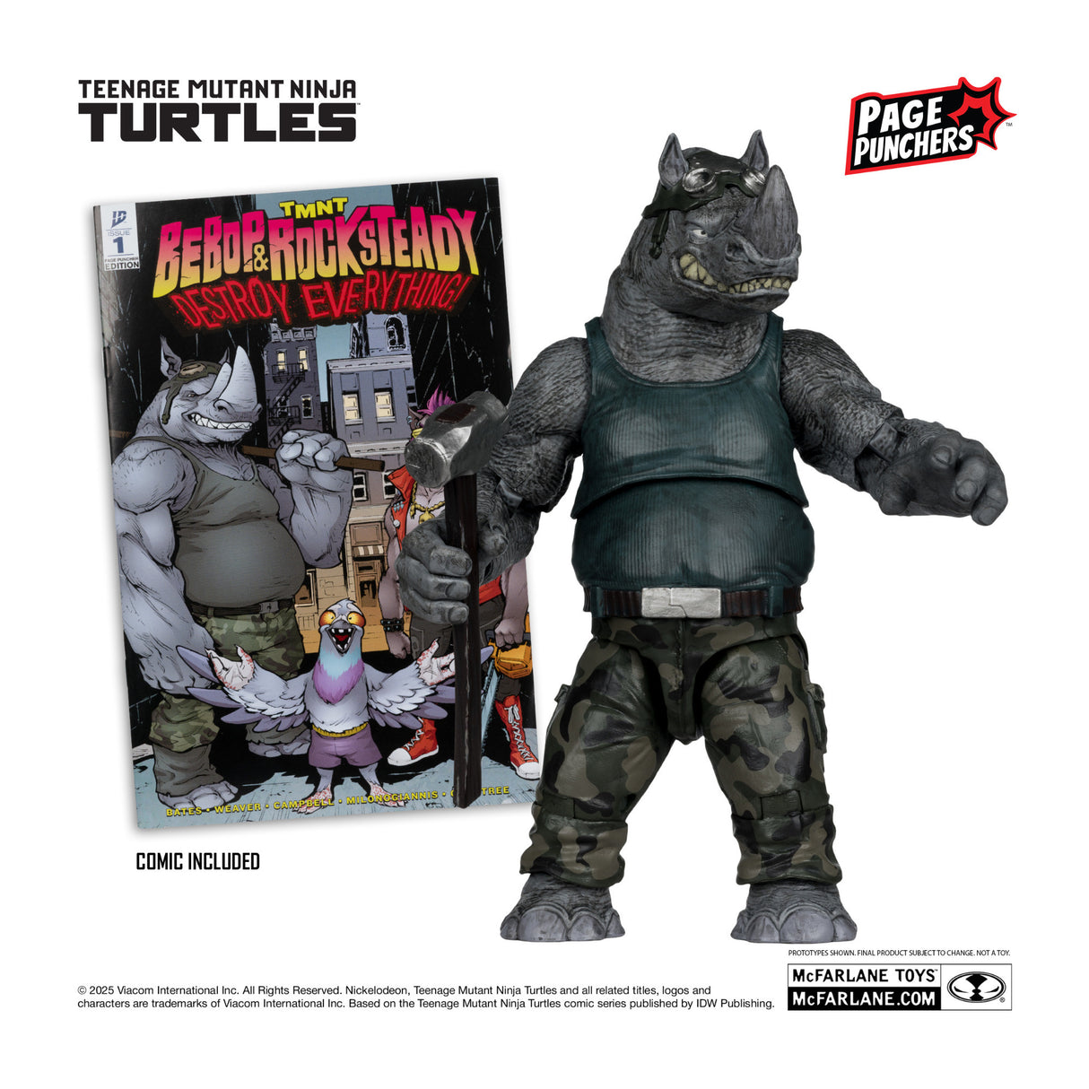 McFarlane Rocksteady (Teenage Mutant Ninja Turtles) with Comic (Page Punchers)-1