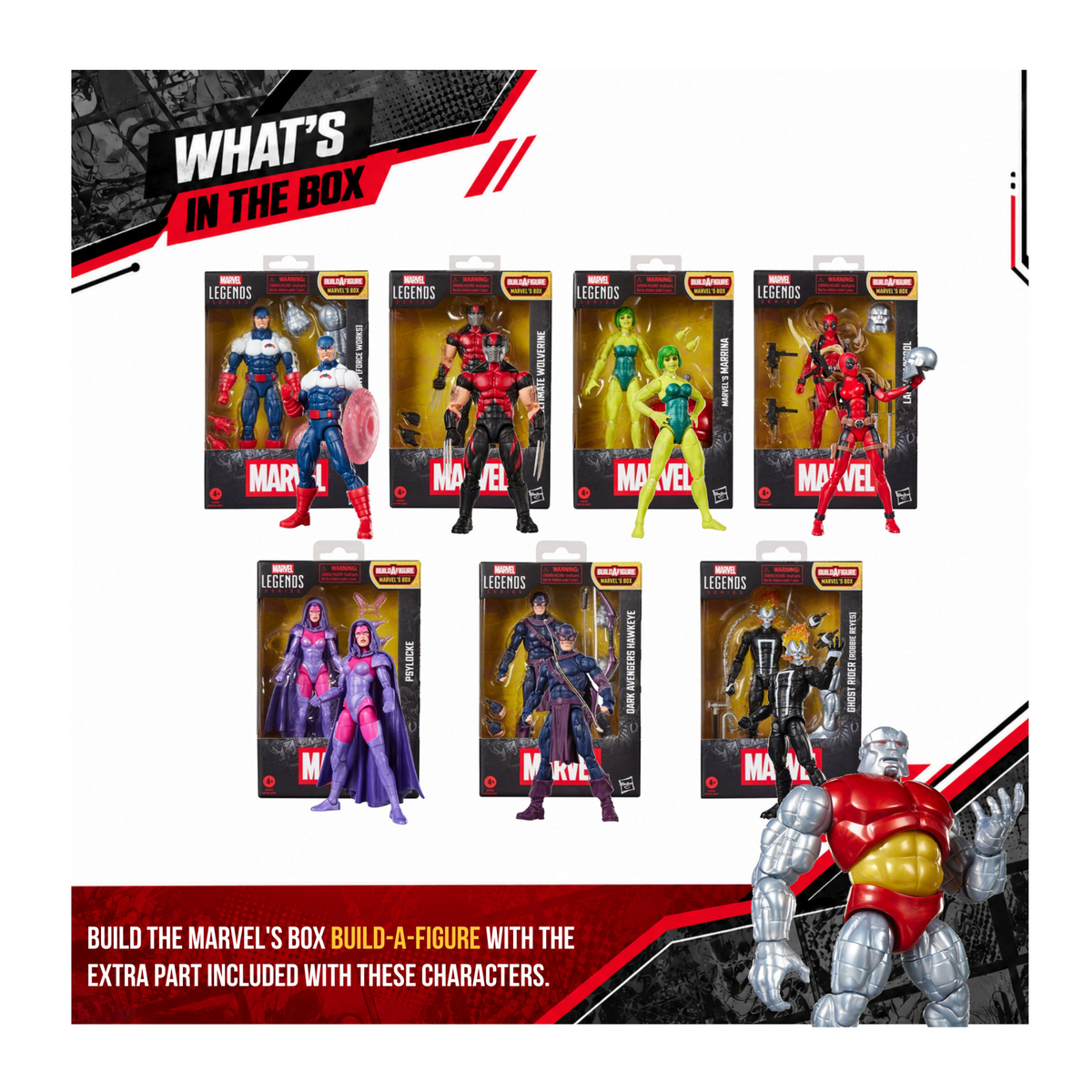 Hasbro Marvel Legends 7-Action Figure Bundle with Wolverine, Lady Deadpool, Hackeye, and 4 more