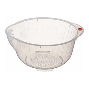 Inomata 9.5-inch Rice Washing Bowl with Side and Bottom Drainers (Clear)