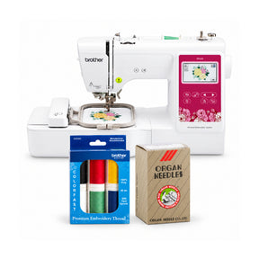 Brother Elite PE545 3.7-Inch LCD Computerized Embroidery Machine Bundle with Needles and Thread - 1