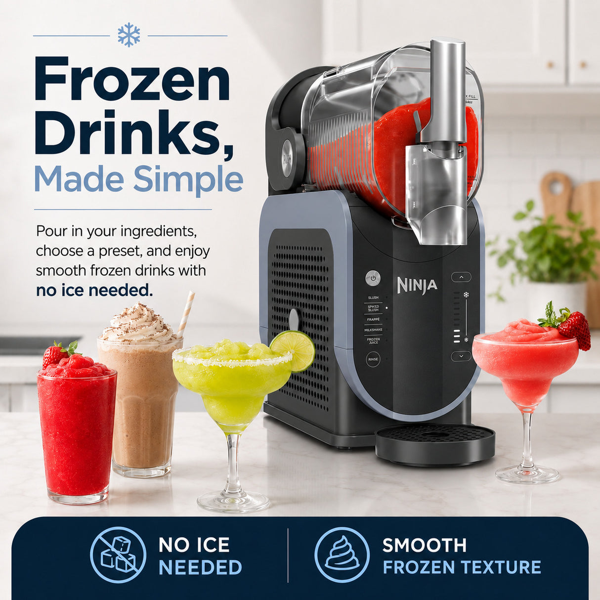 Ninja SLUSHi Professional Frozen Drink and Slushie Maker (Artic Blue/Gray)