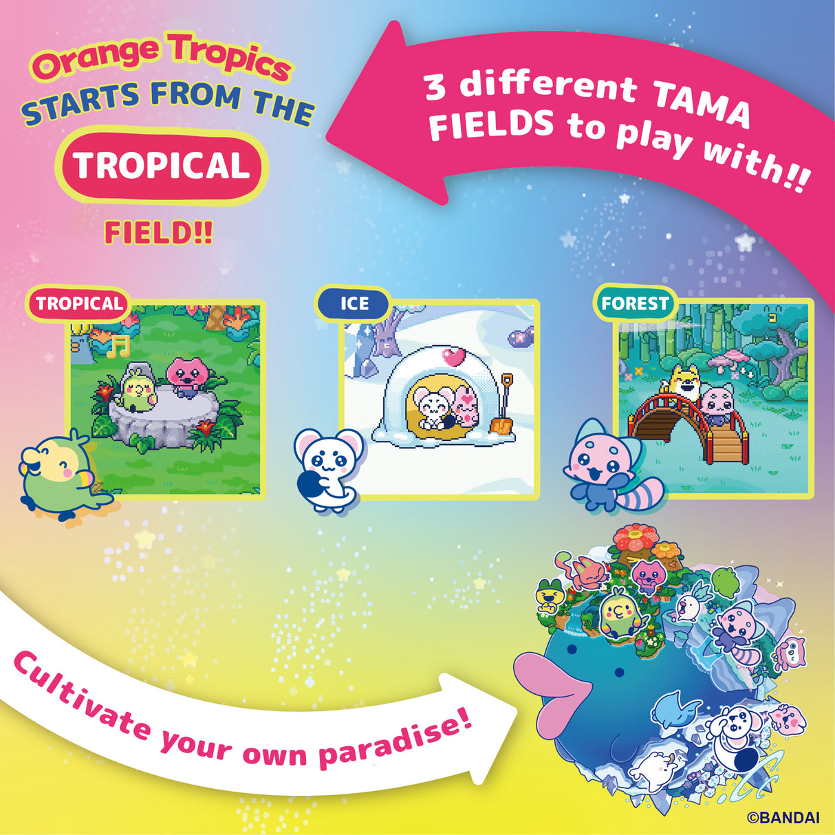 Bandai Tamagotchi Paradise - Orange Tropics Interactive Digital Pet Toy