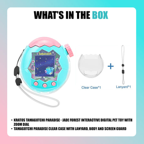 Kratos Tamagotchi Paradise - Jade Forest Digital Pet Toy with Clear Case Bundle - 8