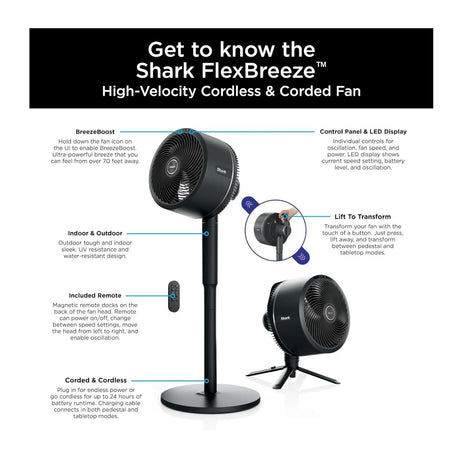 Shark FlexBreeze Indoor Outdoor Fan With InstaCool Mist Attachment (Renewed) - 9