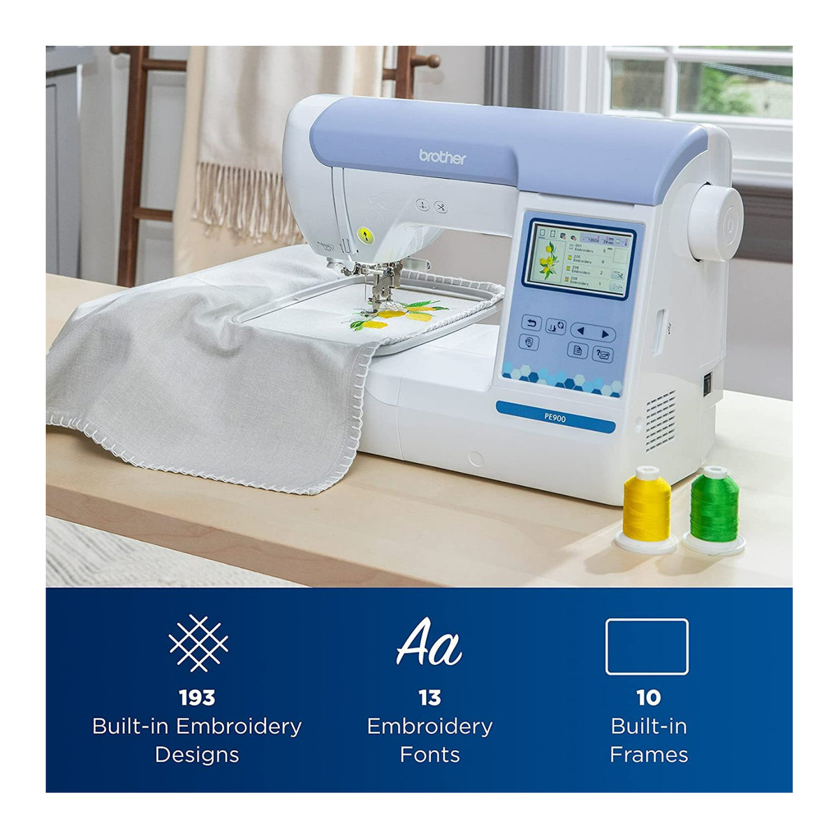 Brother Elite PE900 Embroidery Machine Bundle with Needles, Bobbins, and Thread - 3
