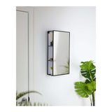 Umbra Cubiko Rust-Resistant Wall Mirror and Built-In Storage Unit (Black, 40 lb Capacity)