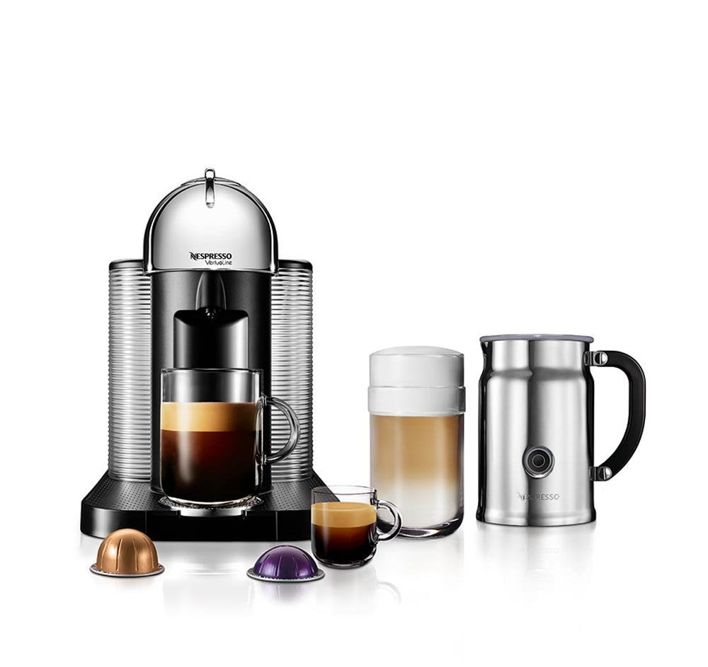 Nespresso VertuoLine Coffee and Espresso Maker with Aeroccino Plus (Chrome)